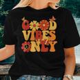 Groovy Good Vibes Only Peace Love 60S 70S Flower Butterfly Women T-shirt Gifts for Her