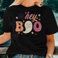 Groovy Hey Boo Cute Ghost Halloween Spooky Season Women T-shirt Gifts for Her