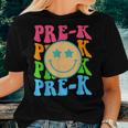 Groovy Pre-K Vibes Face Retro Teachers Kids Back To School Women T-shirt Gifts for Her