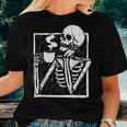 Halloween Coffee Drinking Skeleton Skull Women T-shirt Gifts for Her