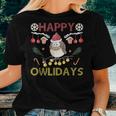 Happy Owlidays Ugly Christmas Sweater 2023 Christmas Owl Women T-shirt Gifts for Her