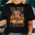 Hay There Pumkin Highland Cow Fall Autumn Thanksgiving Women T-shirt Gifts for Her