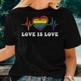 Heart Pulse Lgbt-Q Gay Lesbian Pride Rainbow Love Nurse Women T-shirt Gifts for Her