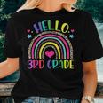 Hello 3Rd Grade Leopard Boho Rainbow 1St Day Of School Women T-shirt Gifts for Her