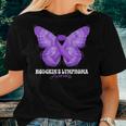 Hodgkin's Lymphoma Awareness Month Purple Ribbon Butterfly Women T-shirt Gifts for Her