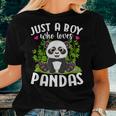 Just A Boy Who Loves Pandas Funny Panda Lover Women T-shirt Short Sleeve Graphic Gifts for Her