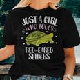 Just A Girl Who Loves Red-Eared Sliders Slider Turtle Women T-shirt Gifts for Her