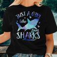 Just A Girl Who Loves Sharks Funny Shark Lover Ocean Women T-shirt Gifts for Her