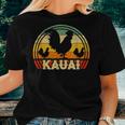 Kauai Rooster Hawaii Vintage Sunset Chickens Pet Lover Women T-shirt Gifts for Her