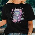 Kawaii Cat Bubble Boba Tea In Space Astronaut Anime Girls Women T-shirt Gifts for Her