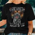Kneeling Knight Templar Stand With God Religious Backprint Women T-shirt Gifts for Her