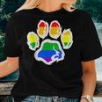 Lgbt Ally Furry Pride Rainbow Fursuit Dog Paw Print Women T-shirt Gifts for Her