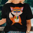 Lgbt Supporter Fox Rainbow Gay Pride Lgbt Heart Animal Women T-shirt Gifts for Her