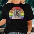 Lgbtq European Burmese Cat Retro Rainbow Love Pride Women T-shirt Gifts for Her