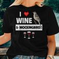 I Love Wine And Northern Mockingbird Arkansas State Bird Women T-shirt Gifts for Her