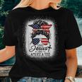 Loves Jesus And America Too Messy Bun 4Th Of July For Womens Women T-shirt Gifts for Her