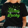 Lucky Flamingo Riding Green Truck Flamingo St Patricks Day Women T-shirt Gifts for Her