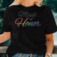 Maid Of Honor Typography Lesbian Pride Rainbow Women T-shirt Crewneck Gifts for Her