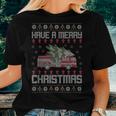 Merry Xmas Ugly Christmas Sweater Fireman Firefighter Women T-shirt Gifts for Her