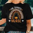 One Thankful Nurse Rainbow Leopard Pumpkin Thanksgiving Women T-shirt Gifts for Her