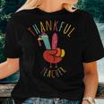Peace Hand Sign Turkey Thankful Teacher Thanksgiving Women T-shirt Gifts for Her