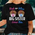 Pink Or Blue Big Sister Loves You Gender Reveal Thanksgiving Women T-shirt Gifts for Her
