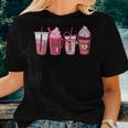Pink Ribbon Breast Cancer Awareness Coffee Latte Fall Autumn For Coffee Lovers Women T-shirt Gifts for Her