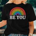 Be You Pride Lgbtq Gay Lgbt Ally Rainbow Flag Retro Galaxy Women T-shirt Gifts for Her