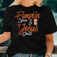 Pumpkin Spice And Jesus Christ Cute Christian Fall Pumpkin Women T-shirt Crewneck Gifts for Her
