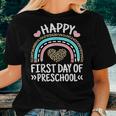 Rainbow Leopard Happy First Day Of Preschool Teacher Student Women T-shirt Gifts for Her