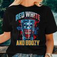 Red White & Boozy Patriotic American Whiskey Drinker Alcohol Women T-shirt Gifts for Her