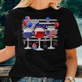 Red White Blue Three Wine Glasses American Flag 4Th Of July Women T-shirt Gifts for Her