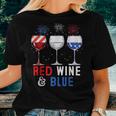 Red Wine And Blue 4Th Of Julys Wine Lover Women T-shirt Gifts for Her