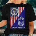 Retired Air Force Chief Master Sergeant Half Rank & Flag Women T-shirt Gifts for Her