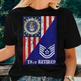 Retired Air Force Technical Sergeant Half Rank & Flag Women T-shirt Gifts for Her
