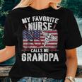 Retro My Favorite Nurse Calls Me Grandpa Usa Flag Father Day Women T-shirt Gifts for Her