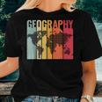 Retro Geography Teacher Cartography Geographer World Map Women T-shirt Gifts for Her