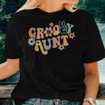 Retro Groovy Aunt Matching Family 1St Birthday Party Women T-shirt Gifts for Her