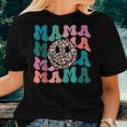 Retro Leopard Mama Groovy Face Trendy New Mom Women T-shirt Gifts for Her