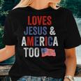 Retro Love Jesus And America Too God Christian American Flag Women T-shirt Gifts for Her