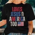 Retro Loves Jesus And America Too Christian American Flag Women T-shirt Gifts for Her