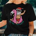 Santa Flamingo Floatie Funny Christmas In July Summer Xmas Women T-shirt Short Sleeve Graphic Gifts for Her