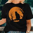 Scary Vintage Halloween Black Cat Costume Retro Moon Cat Mom Women T-shirt Gifts for Her