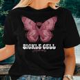 Sickle Cell Awareness Month Burgundy Ribbon Butterfly Women T-shirt Gifts for Her