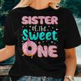 Sister Of The Sweet One 1St Birthday Donut Theme Family Women T-shirt Short Sleeve Graphic Gifts for Her