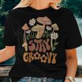 Stay Groovy Trendy Graphic Coconut Girl Hippie Floral Women T-shirt Gifts for Her