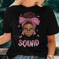 Support Squad Breast Cancer Awareness Messy Bun Black Woman Women T-shirt Gifts for Her