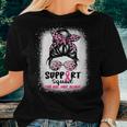 Support Squad Messy Bun Pink Warrior Breast Cancer Awareness Women T-shirt Gifts for Her