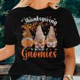 Thanksgiving With My Gnomies Fall Autumn Vibes Gnome Pumpkin Women T-shirt Gifts for Her