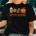 Tis The Season Pumpkin Leaf Latte Fall Thanksgiving Football Women T-shirt Gifts for Her